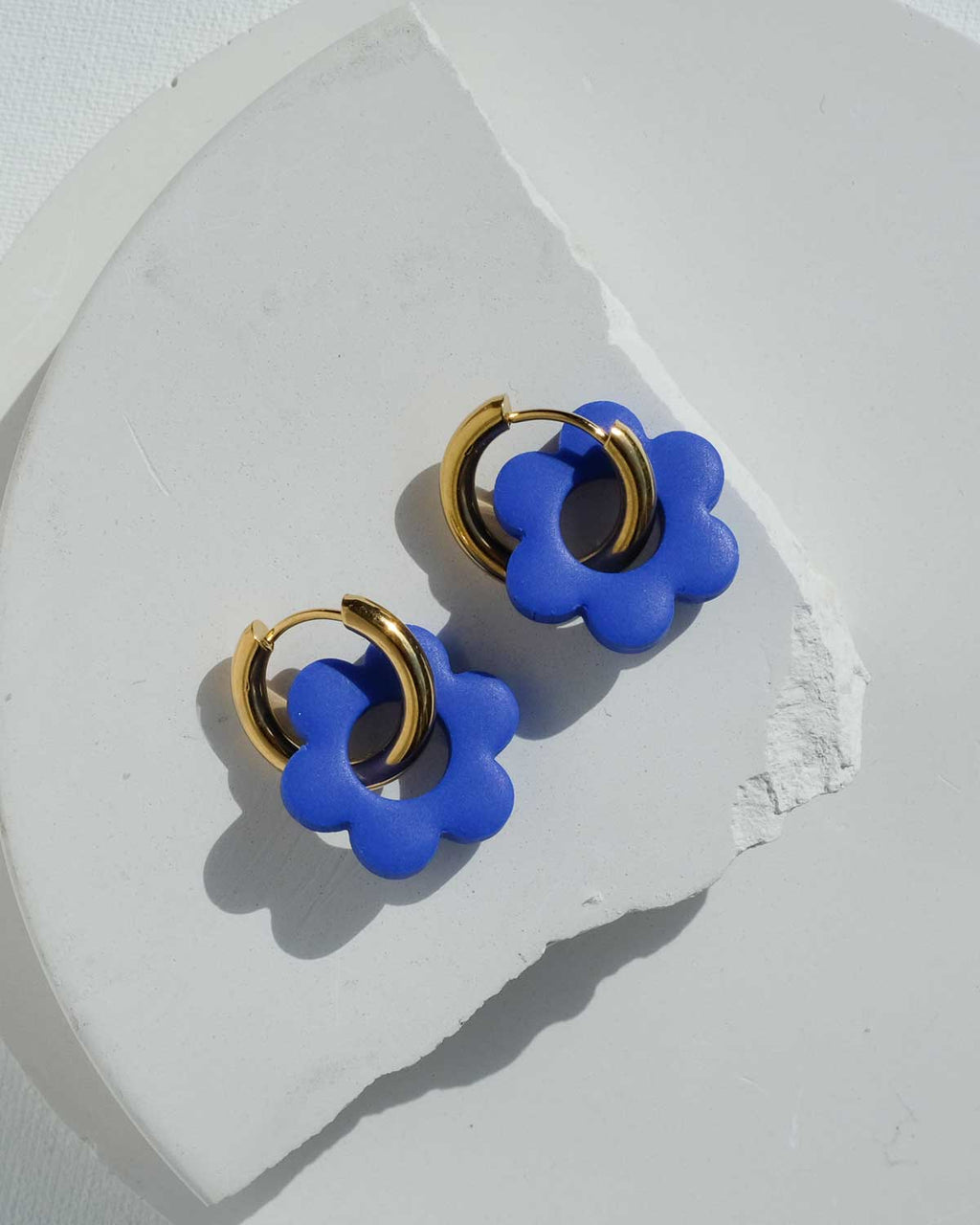 Cobalt Flower Hoops