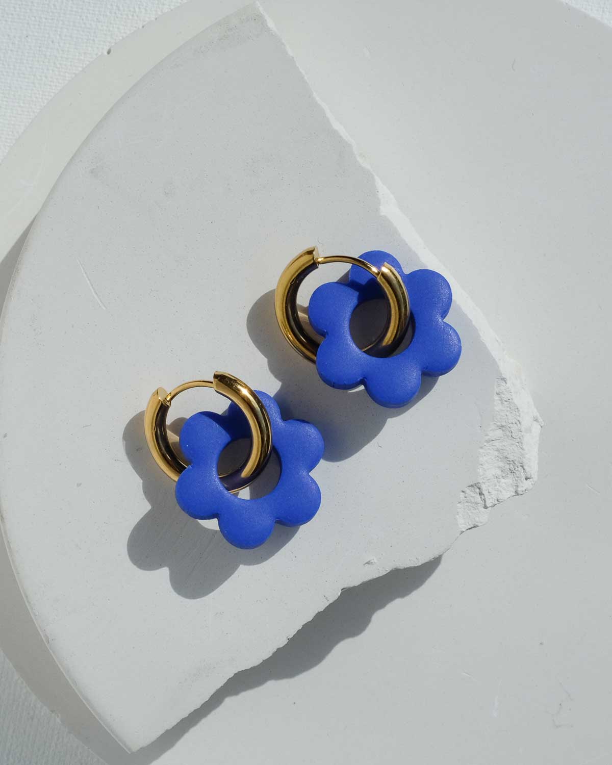Cobalt Flower Hoops