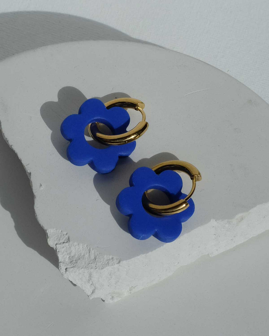 Cobalt Flower Hoops