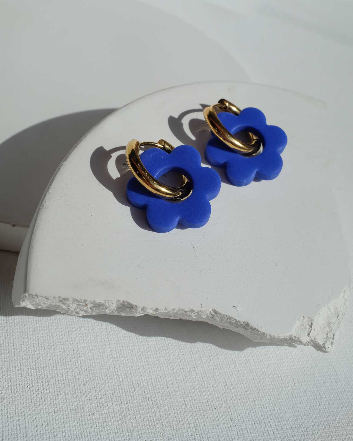 Cobalt Flower Hoops