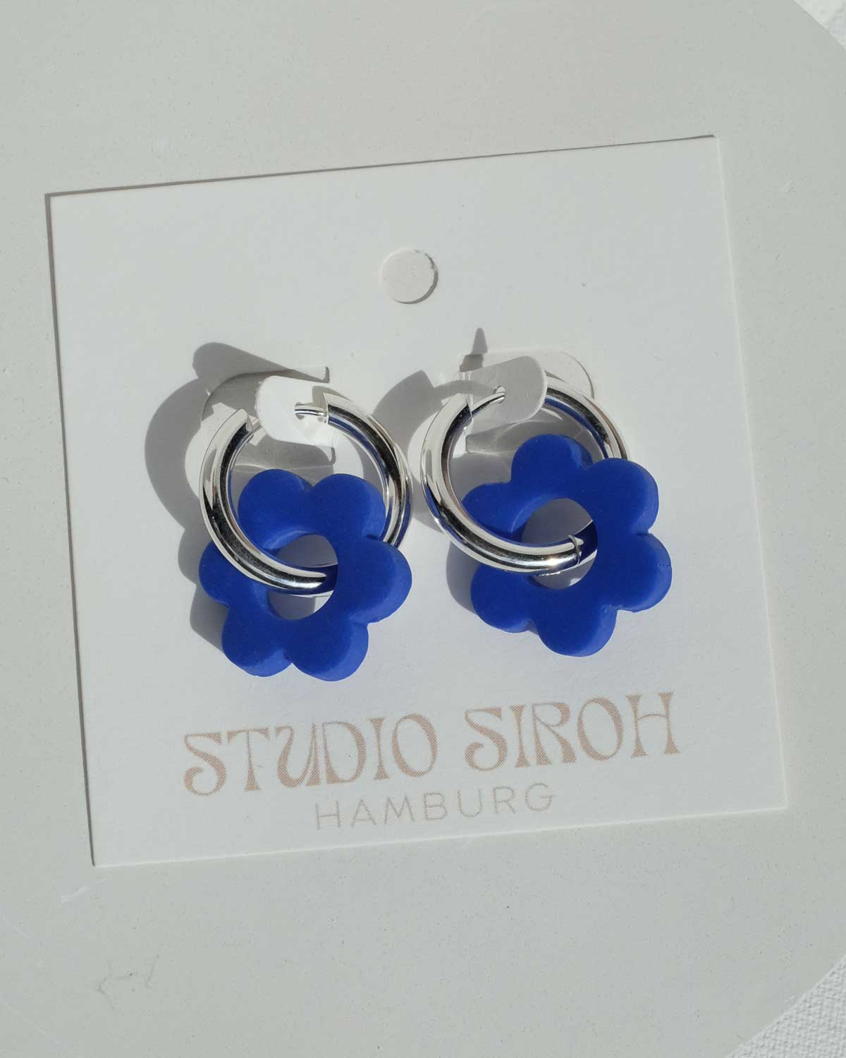Cobalt Flower Hoops