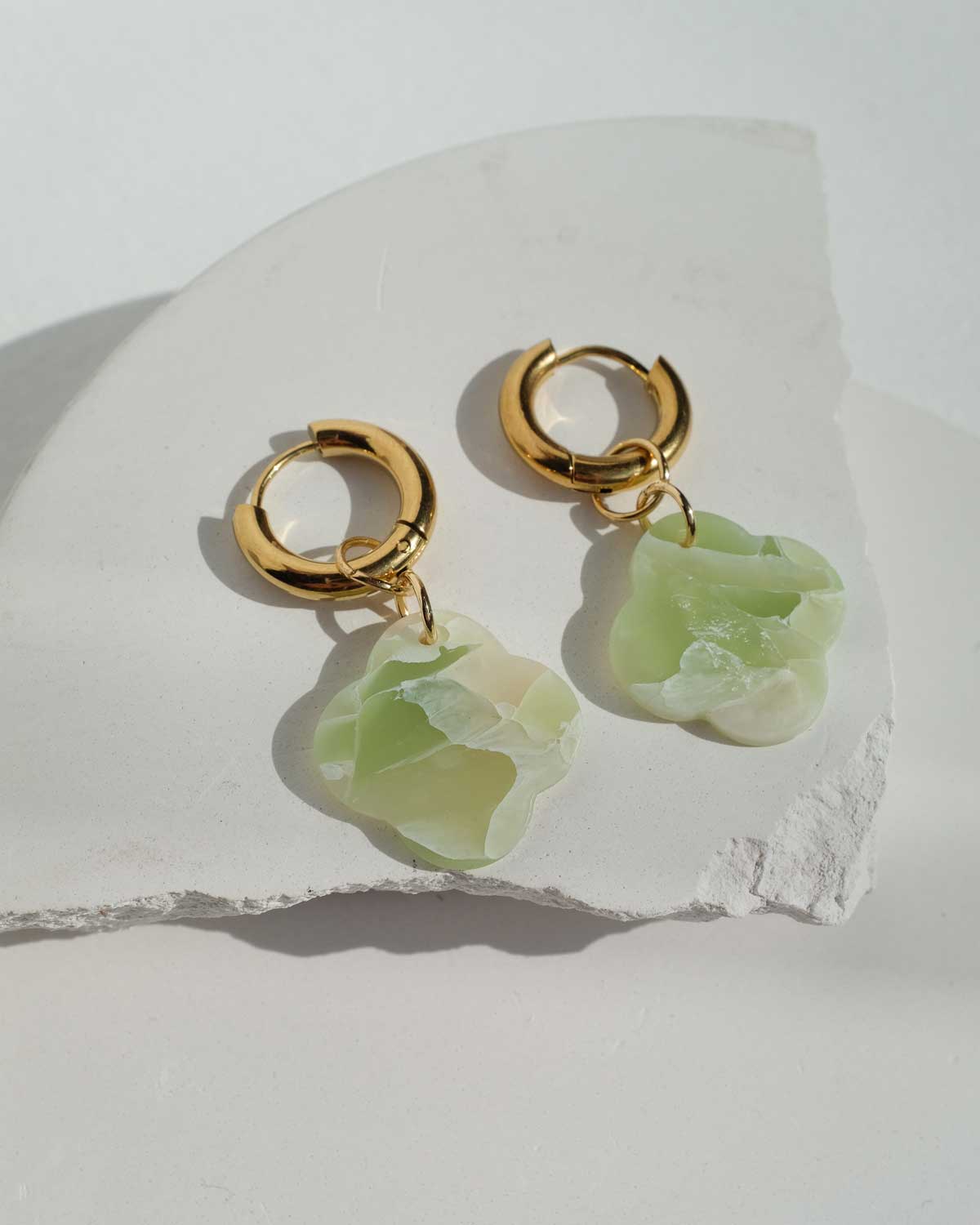 Faux Stone Ohrringe Jade Gold