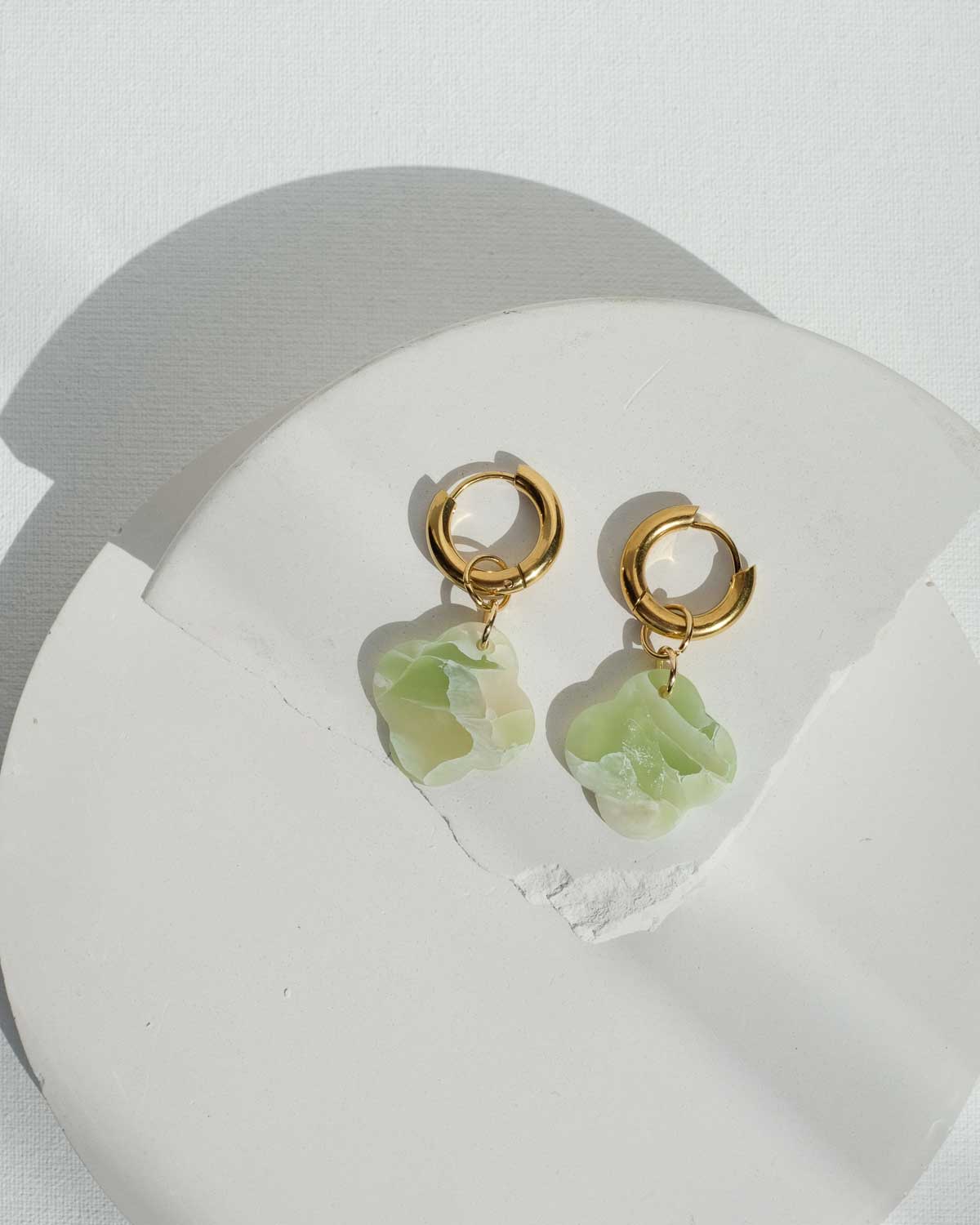 Faux Stone Ohrringe Jade Gold