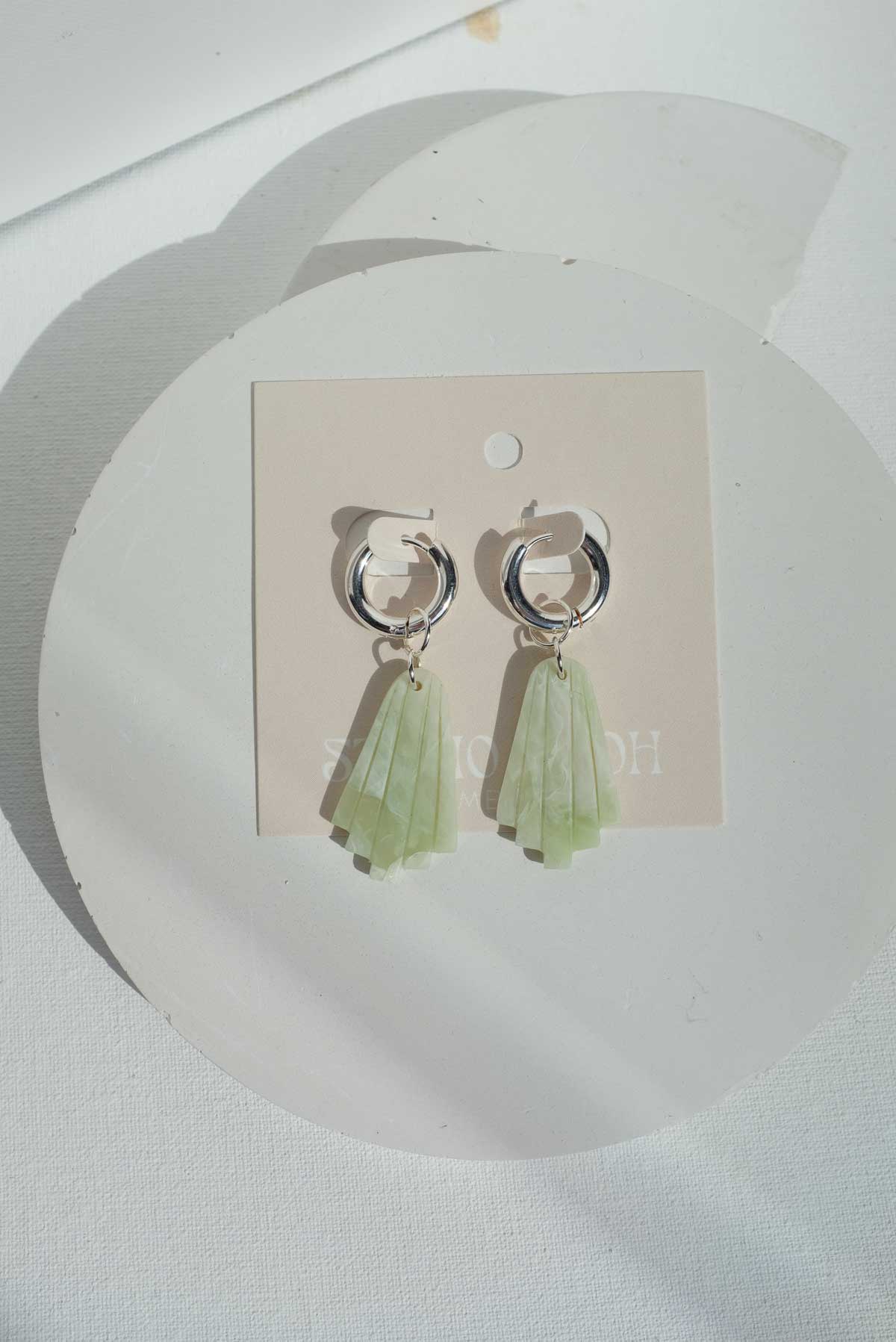 Faux Stone Ohrringe Jade Silber