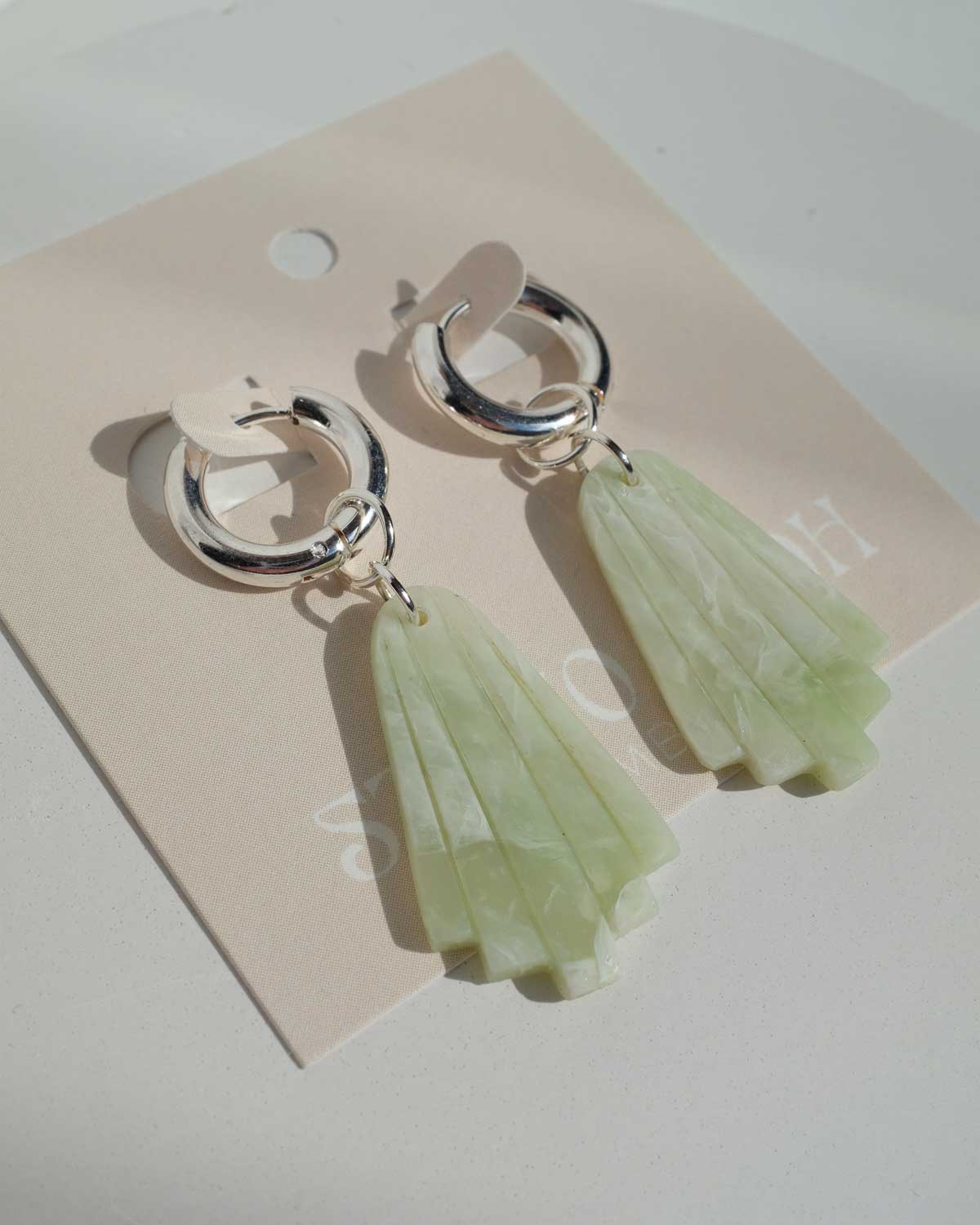 Faux Stone Ohrringe Jade Silber