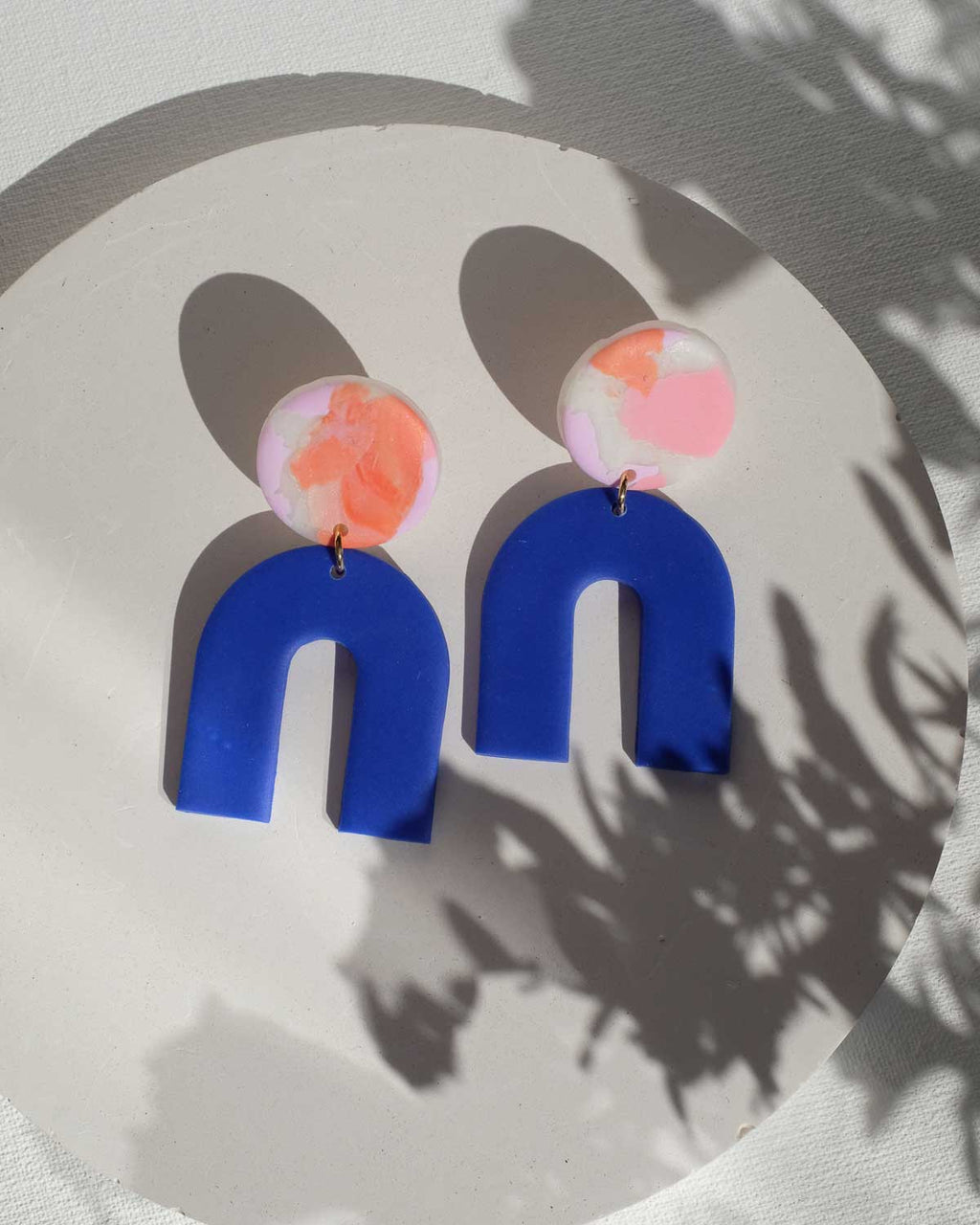 Color Blocking Ohrringe Cobalt/Rosa