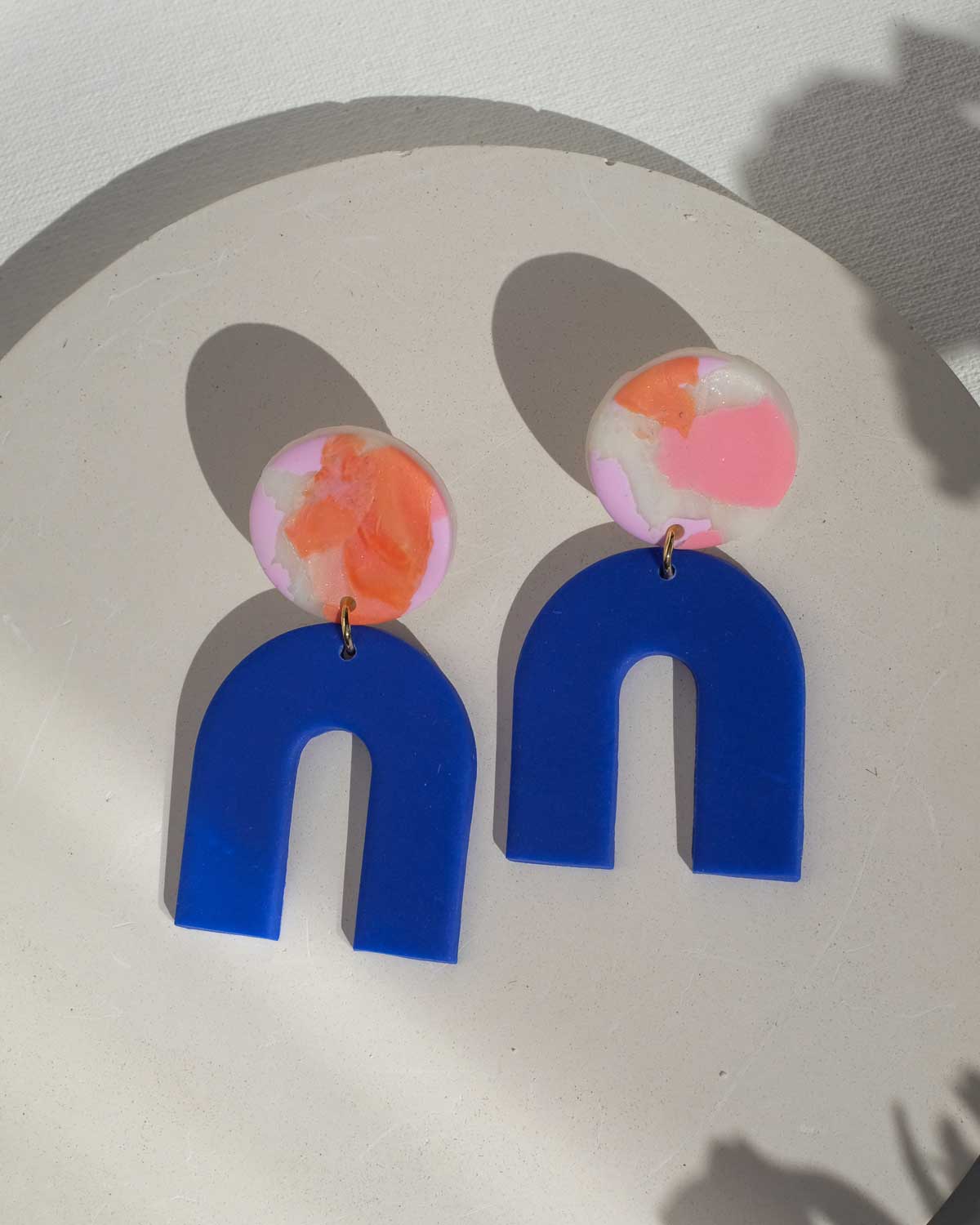 Color Blocking Ohrringe Cobalt/Rosa