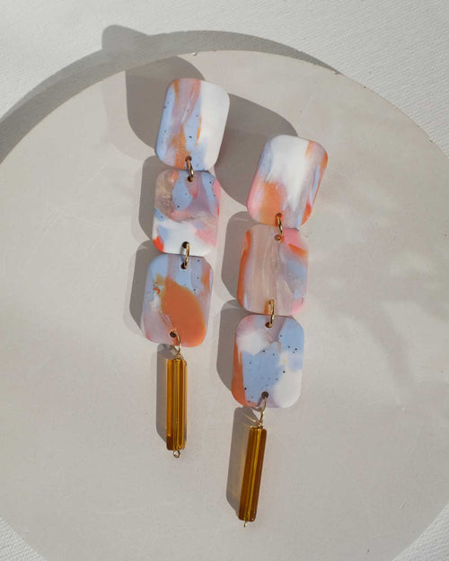 Bunt marmorierte Ohrringe